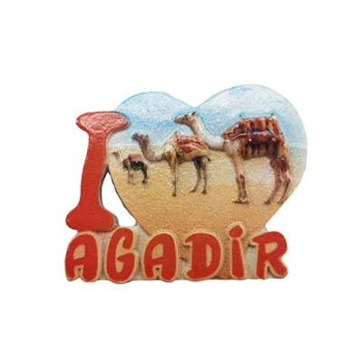 Image of 3D Agadir Morocco Refrigerator Magnet Tourist Travel Souvenirs Handmade Resin Craft Magnetic Stickers Home Kitchen Decoration Fridge Collection Gift