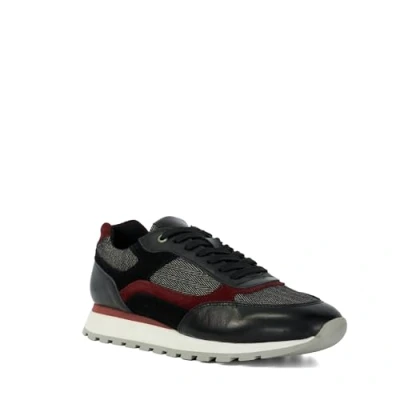 Image of Dune Mens Tetra Colour Block Runners Size UK 9 Flat Heel Trainers Black