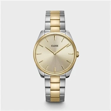 Image of Cluse Feroce Watch silvercoloured/soft goldcoloured, Men&#039;s, Size: One Size, Silver coloured/soft gold coloured