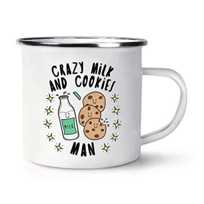 Image of Crazy Milk and Cookies Man Stars Enamel Mug Cup