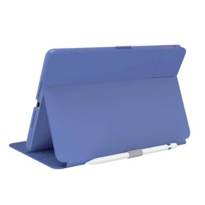 Image of Speck Balance Folio Case for iPad 10.2 Inch (2019 2021) Drop &amp; Camera Protection, Slim Multi Range Stand, Apple Pencil Holder Grounded Purple/Sweater Grey/White