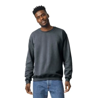 Image of GILDAN Men&#039;s Fleece Crewneck Sweatshirt, Style G18000, Dark Heather, XXL