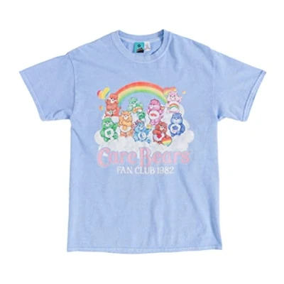 Image of TruffleShuffle Care Bears Fan Club 1982 Vintage Wash T Shirt Blue 100% Cotton Perfect for 80s Movie Fans