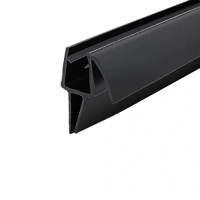 Image of Shower Door Bottom Seal, Frameless Glass Seal Strip Clear Polycarbonate, 70cm/27.6&quot; Ultra with Drip Rail, for 5/16&quot;(8mm), 3/8&quot;(10mm) ( Color : Svart , Si