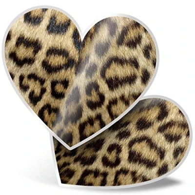 Image of 2 x Heart Stickers 15 cm Wild Animal Print Leopard Cat Fur Fun Decals for Laptops,Tablets,Luggage,Scrap Booking,Fridges, #46431