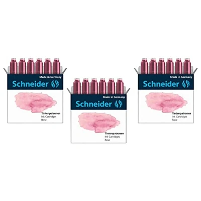 Image of Schneider 166129 Pastel Ink Cartridge (Standard Cartridges for Fountain Pen) Rose, Pack of 6