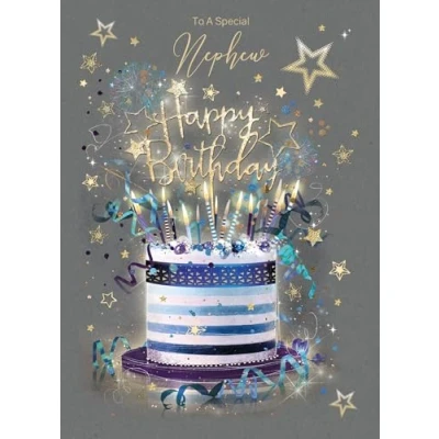 Image of Cherry Orchard Nephew Birthday Card from the Grayson Range complete with Gold Envelope and Foil Detailing