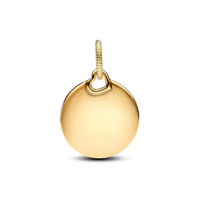 Image of Pandora Gold Engravable Round Tag Dangle Charm