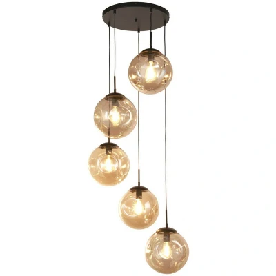 Image of Punch 5 Light Multi,Drop Black, Champagne Punched Glass