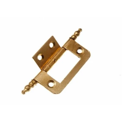 Image of 3 Pairs (6 Hinges) X 2 Inch Cabinet Door Flush Hinges with Finials EB Brass Plated