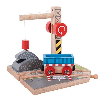 Image of Bigjigs Rail Gravel Wooden Crane for Train Sets Quality Accessories, Compatible with other Major Railway Brands