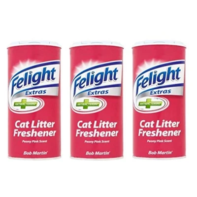 Image of WUNDAPETS FELIGHT 3 X 300ML CAT LITTER FRESHNER TUB PEONY PINK SCENT ANTIBACTERIAL