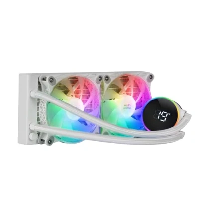 Image of Mars Gaming ML LCD240, Liquid Cooled AIO, TDP 500W, 2x FDB ARGB 120mm Fans, LCD Display with Temperature Monitoring, Opti Chamber Pump 3rd Gen, Universal Multisocket, Black