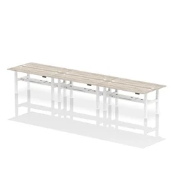 Image of Air B2B 1800x600mm Height Adjustable 6P Bench Desk CP Grey Oak/White