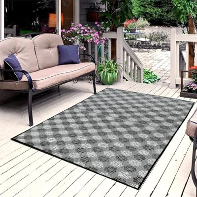 Image of ARSUK Outdoor Rug Waterproof, 180x120cm, Picnic Blanket Lightweight Foldable Plastic Reversible Mat for Beach Camping Garden RV Patio Decking Balcony