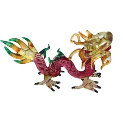 Image of VIE Hand Blown Glass Sculpture, Dragon, 4x9x3cm, Assorted Colour (#006)