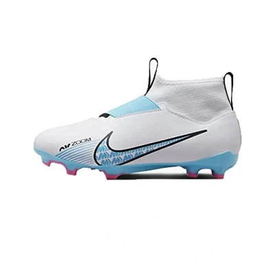 Image of NIKE Men&#039;s Jr Zoom Superfly 9 Acad Fg/Mg Sneaker, White Baltic Blue Pink Blast, 1 UK