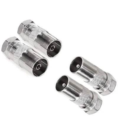 Image of 2PCS RF Female Socket to F Type Screw Male Plug Adapter Converter, Antenna Coax Connector for Satellite TV DVR
