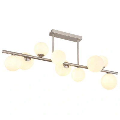 Image of Riha Globe Ceiling Light Nickel Matt Opal Glass Shade 9x G9 3000K