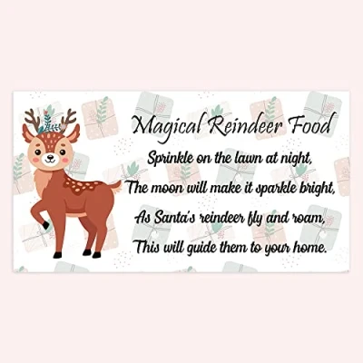 Image of Pack of 48 Christmas Decor Stickers (64 x 34 mm) Reindeer Food Poem Labels for Party Papa Prints®
