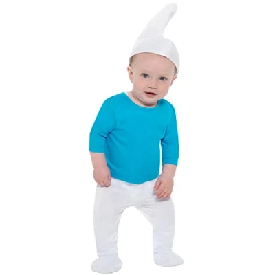 Image of Funidelia Smurf Costume OFFICIAL for baby The Smurfs, Cartoons, Dwarf Costumes kids, accessory fancy dress &amp; props Halloween, carnival parties Size 6 12 months Blue
