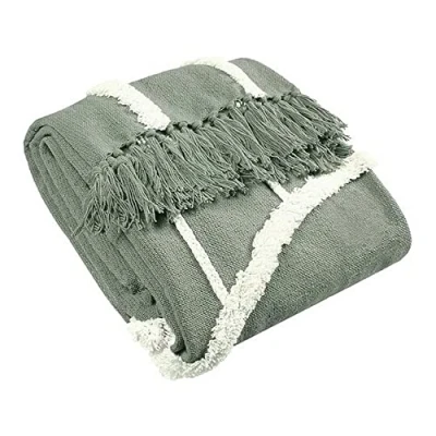 Image of furn. Rainbow Tuft Throw, Cotton, Grey