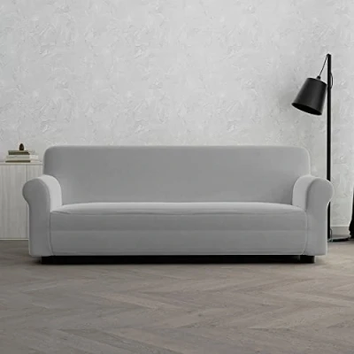 Image of Italian Bed Linen Dahlia elastic sofa cover, Light Grey, 3 PLACES
