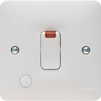 Image of Hager Sollysta Double Pole Switch with LED Indicator and Flex Outlet 20 A WMDP84FON