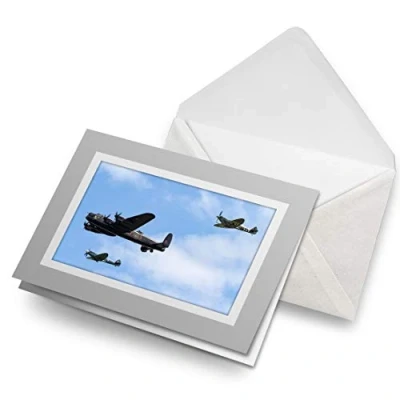 Image of Greeting Cards Gray (Insert) Lancaster Bomber Retro Plane Blank Greetings Card Birthday Kids Party Boys Girls #3413