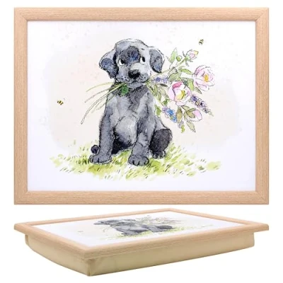 Image of The Leonardo Collection Paper Shed Design Dog With Flowers Laptray Bean Bag for Serving Dishes Lovely Lap Trays Eating on Dinner or Breatfast Newly Designed Food