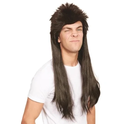 Image of Bristol Novelty BW948 Mullet Wig, Men, Brown