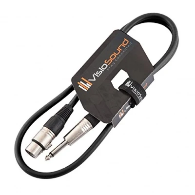 Image of Female XLR to 6.35mm 1/4&quot; Mono Jack Lead/Microphone/Signal Cable / 6 Colours 1m Black