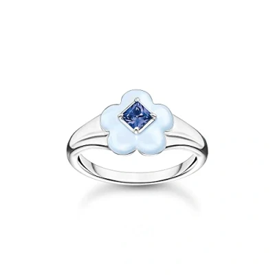 Image of Thomas Sabo Women Ring with Blue Flower Silver 925 Sterling Silver, Cold Enamel TR2433 496 1