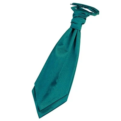 Image of DQT Men Pre Tied Plain Satin Wedding Scrunchie Cravat Teal
