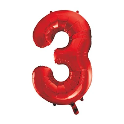 Image of Red Number 3 Shaped Large Foil Balloon (86cm) 1 Piece Perfect for Birthday Parties and Special Events