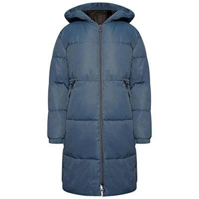 Image of Dare2b Indulgent Jacket Womens Long Coat water repellent recycled fabric full zip with 2 low zipped pockets, hood and elasticated cuffs