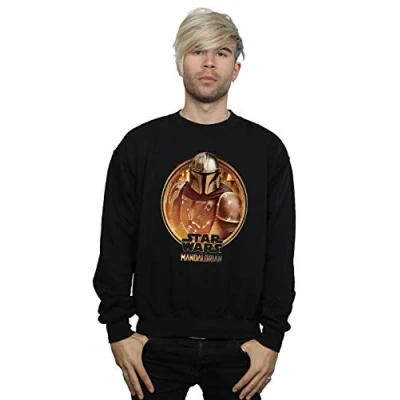 Image of Star Wars Men&#039;s The Mandalorian Framed Sweatshirt Black Large