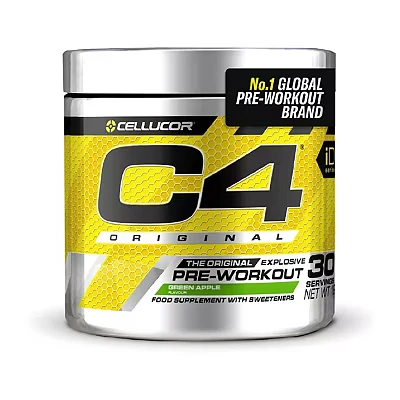 Image of C4 Original Beta Alanine Sports Nutrition Bulk Pre Workout Powder for Men &amp; Women Best Energy Drink Supplements Creatine Monohydrate Green Apple 30 Servings
