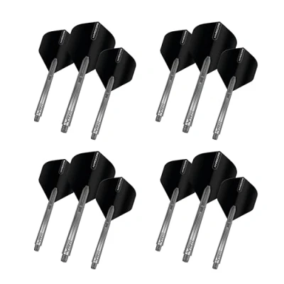 Image of RED DRAGON Dart Flights and Shafts (Stems) Combo Set Black Hardcore VRX
