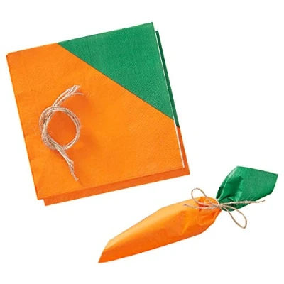 Image of Ginger Ray Bunny Carrot Party Napkins with Twine 16 Pack Hoppy Easter, Paper, Ribbon, Multi