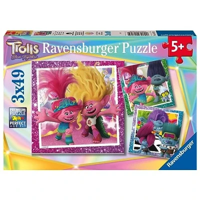 Image of Ravensburger Trolls 3 Movie Band Together 3x 49 Piece Jigsaw Puzzles for Kids Age 5 Years Up