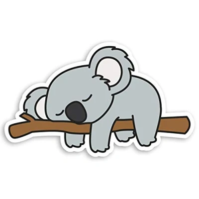 Image of 2 x 10cm Lazy Koala Bear Vinyl Stickers Australia Kids Laptop Sticker #34026 (10cm Wide)