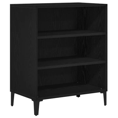 Image of vidaXL Sideboard/Black Oak Buffet Matte Durable Solid Wood/Metal Storage for Dining Room