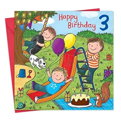Image of Twizler 3rd Birthday Card For Boy with Playground Age 3 Gifts Childrens Boys Happy