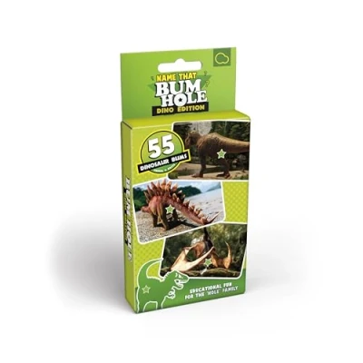 Image of Name That Bumhole: Dino Edition Guess The Dinosaurs From Their Bumholes Animal Trivia Game 55 Flashcards (17.5 x 8.5 cm)