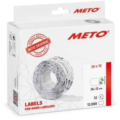 Image of Meto Price Gun Labels (26x12 mm, Single line, White, 12,000 Labels, Removable, for METO, Contact, Sato, Avery, Tovel, Samark etc.)