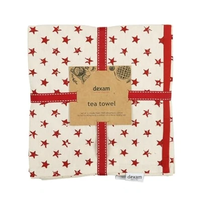 Image of Dexam Star Set of 2 Tea Towels Natural