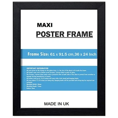 Image of Black Maxi Poster Frame 61 cm x 91.5 cm, (36 24) Wood Effect