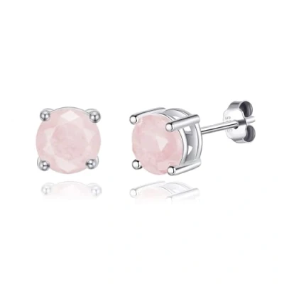 Image of Philip Jones Sterling Silver Rose Quartz Gemstone Earrings
