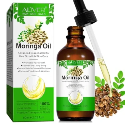 Image of Moringa Oil Pure 60ml Seed for Face &amp; Hair Growth Moisturizer Massage Natural Cold Pressed Reduces Fine Lines, Antioxidant Anti ageing